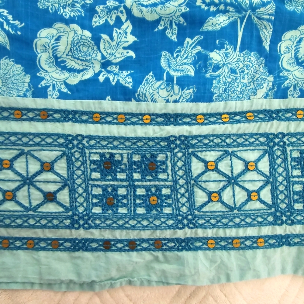 Monsoon Turquoise Cotton Strapless Maxi Dress - Sz 22 - Picture 10 of 10